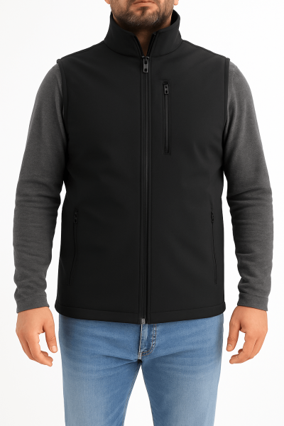 Mekaizen Siyah Softshell İş Yeleği (10 Adet) – Şık, Minimalist, Logo & İsim Baskılı