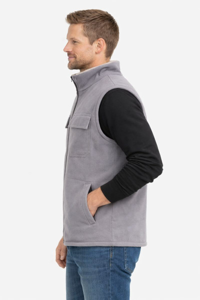 Gri Gabardin Polar Astarlı İş Yeleği – İç Cepli, Sıcak Tutan, Baskı & Nakışlı İş Kıyafeti