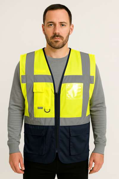 Mekaizen Çok Cepli Profesyonel İkaz İş Yeleği (10 Adet) – Reflektörlü, Firma Logo & İsim Baskılı