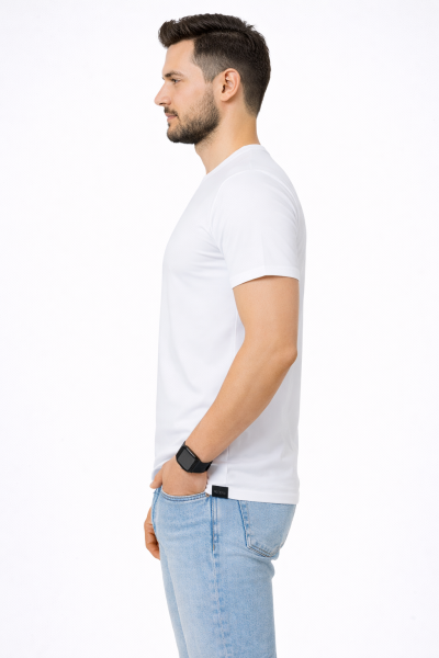 Mekaizen Klasik Beyaz Kısa Kollu Bisiklet Yaka İş Tişörtü (10 Adet) – Rahat, Firma Logo & İsim Baskılı - Nakışlı