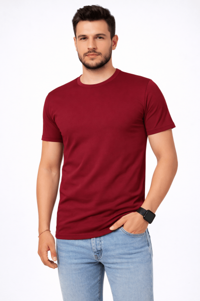 Mekaizen Klasik Bordo Kısa Kollu Bisiklet Yaka İş Tişörtü (10 Adet) – Rahat, Firma Logo & İsim Baskılı - Nakışlı