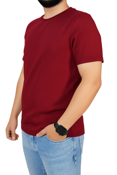 Mekaizen Klasik Bordo Kısa Kollu Bisiklet Yaka İş Tişörtü (10 Adet) – Rahat, Firma Logo & İsim Baskılı - Nakışlı