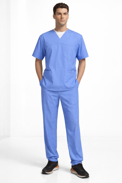 Mekaizen Likralı Doktor & Hemşire Forması Takımı Scrubs | V Yaka, Fonksiyonel Cepli Hastane Üniforması