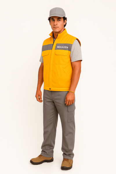 MEKAIZEN Sarı Reflektörlü Gabardin İş Yeleği (10 Adet) – Dayanıklı, Logo & İsim Baskılı