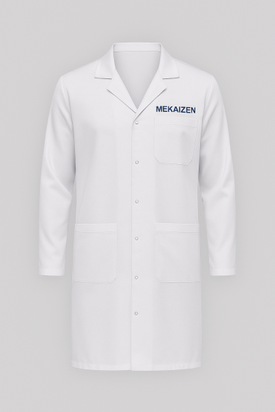 Mekaizen Unisex Beyaz Laboratuvar Önlüğü (10 Adet) – Dayanıklı, Konforlu, Logo & İsim Baskılı