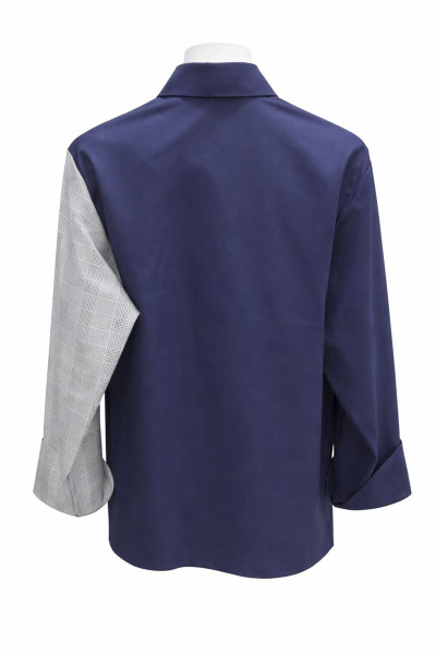 Mekaizen Unisex Lacivert Desenli Şef Aşçı Ceketi – Uzun Kollu Profesyonel Mutfak Şef Kıyafeti