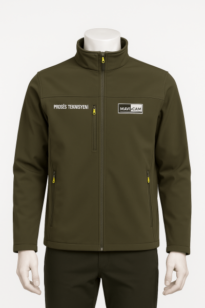 Mekaizen Yeşil Softshell İş Montu (10 Adet) – Su ve Rüzgar Geçirmez,  Firma Logo & İsim Baskılı - Nakış