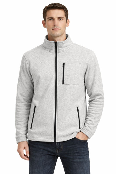 Unisex Beyaz Polar Ceket – Fermuarlı 3 Cepli